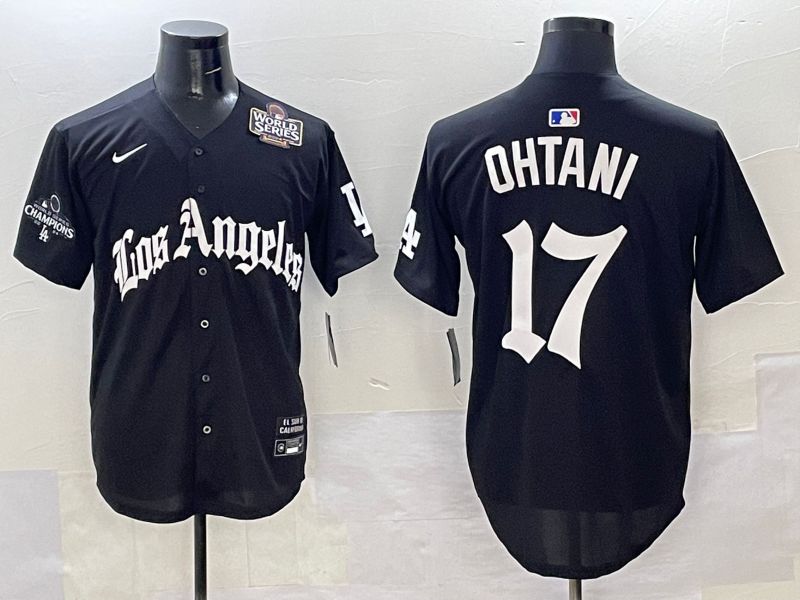 Men Los Angeles Dodgers #17 Ohtani Black Five generations Joint Name 2025 Nike MLB Jersey style 38